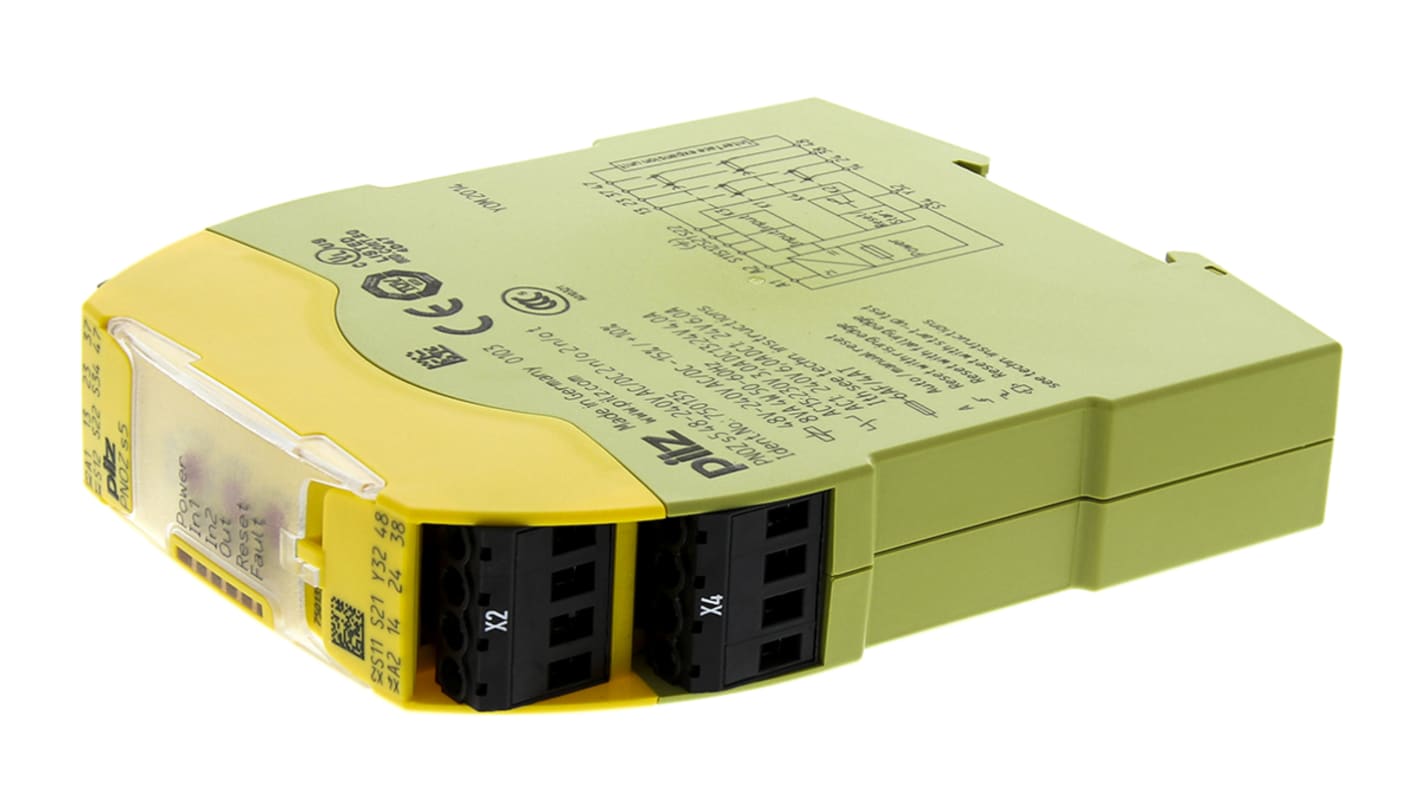 Pilz PNOZ s5 Series Dual-Channel Emergency Stop, Light Beam/Curtain, Safety Switch/Interlock Safety Relay, 48 →