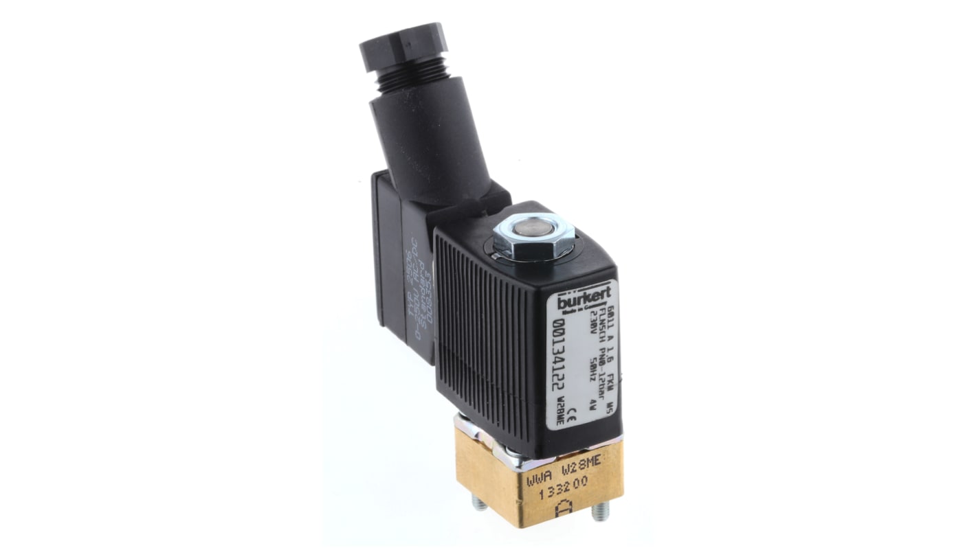 Burkert Solenoid Valve 134122, 2 port(s) , NC, 230 V ac