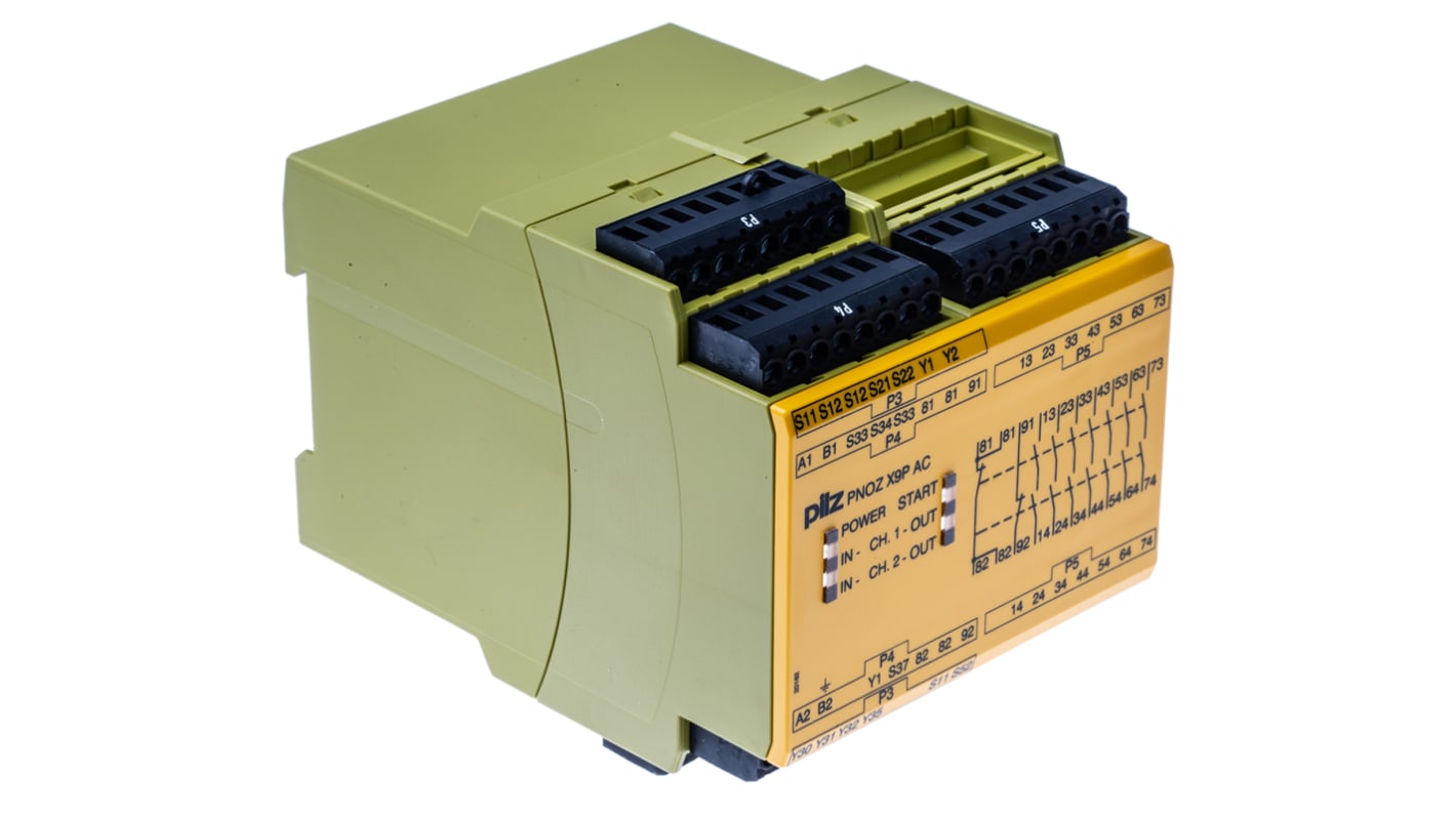 Pilz PNOZ X9P Series Single/Dual-Channel Safety Switch/Interlock Safety Relay, 24 → 240V ac/dc, 7 Safety