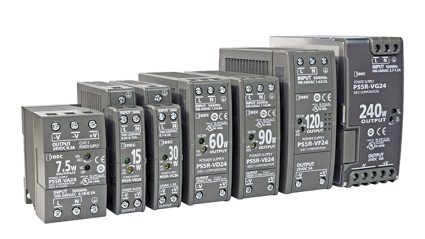 Idec PS5R DIN Rail Power Supply, 85 → 264V ac ac, dc Input, 12V dc dc Output, 2.5A Output, 30W