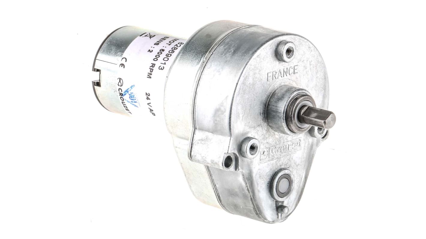 Crouzet Brushed Geared, 3 W, 24 V dc, 2 Nm, 27 rpm, 6mm Shaft Diameter