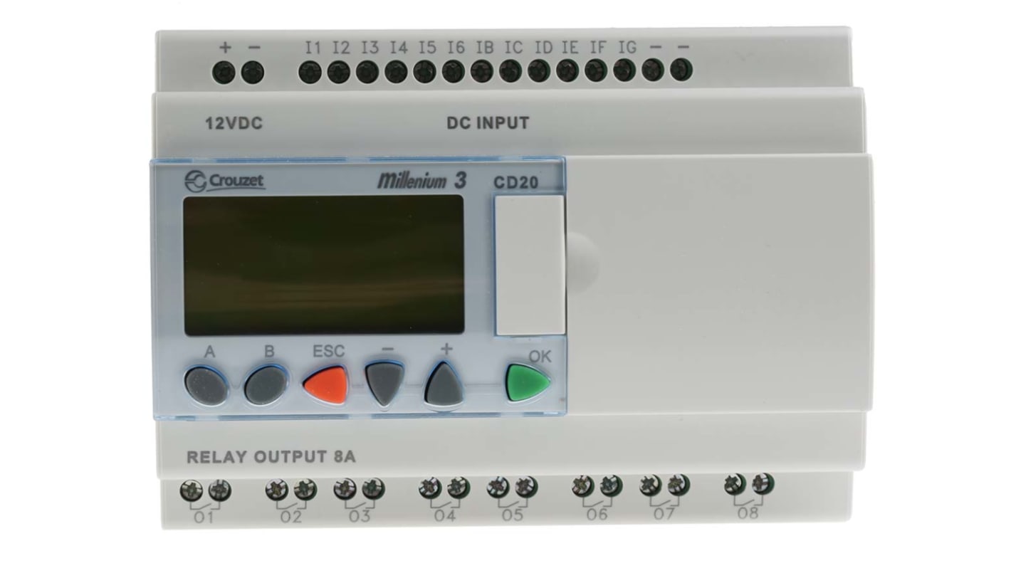 Crouzet, Millenium 3, Logic Module - 12 Inputs, 8 Outputs, Relay