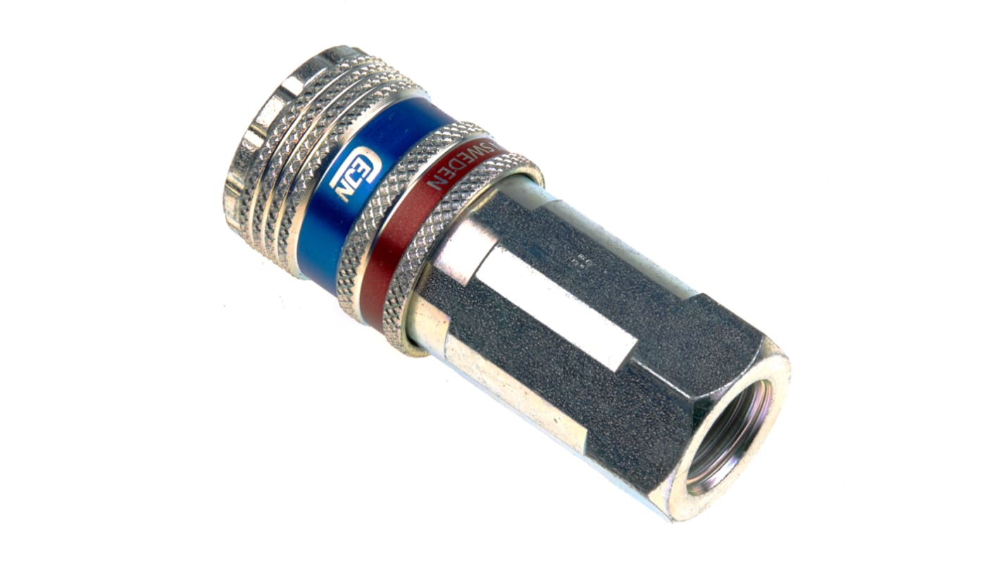 CEJN Brass, Steel Female Pneumatic Quick Connect Coupling, G 1/4 Female Threaded