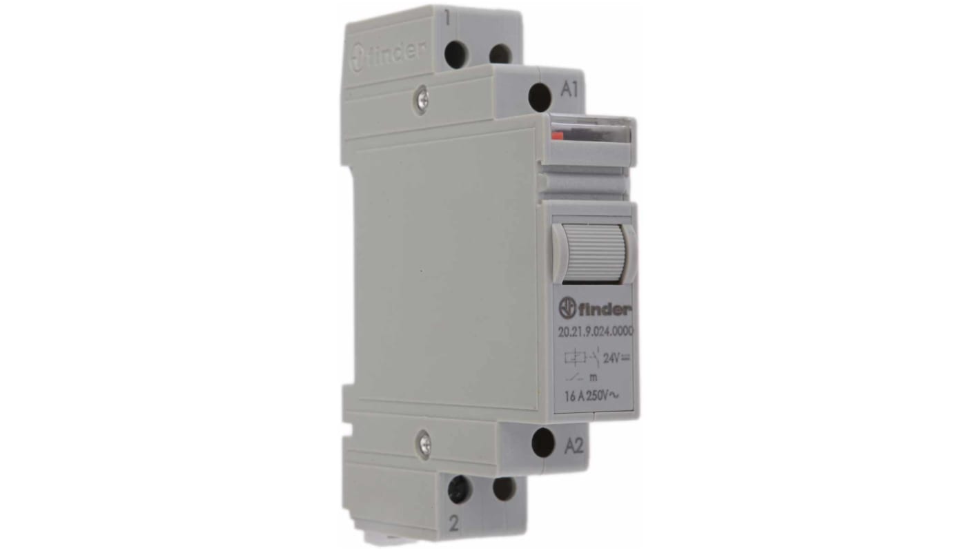 Finder DIN Rail Latching Power Relay, 24V dc Coil, 16A Switching Current, SPST