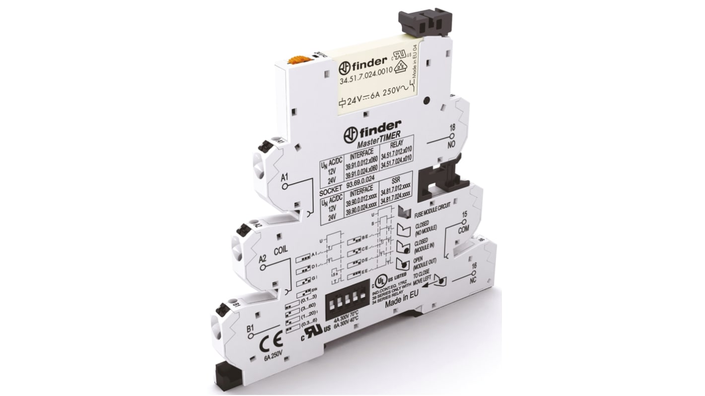 Finder  DIN Rail Mount Interface Relay, 12V ac/dc Coil, SPDT