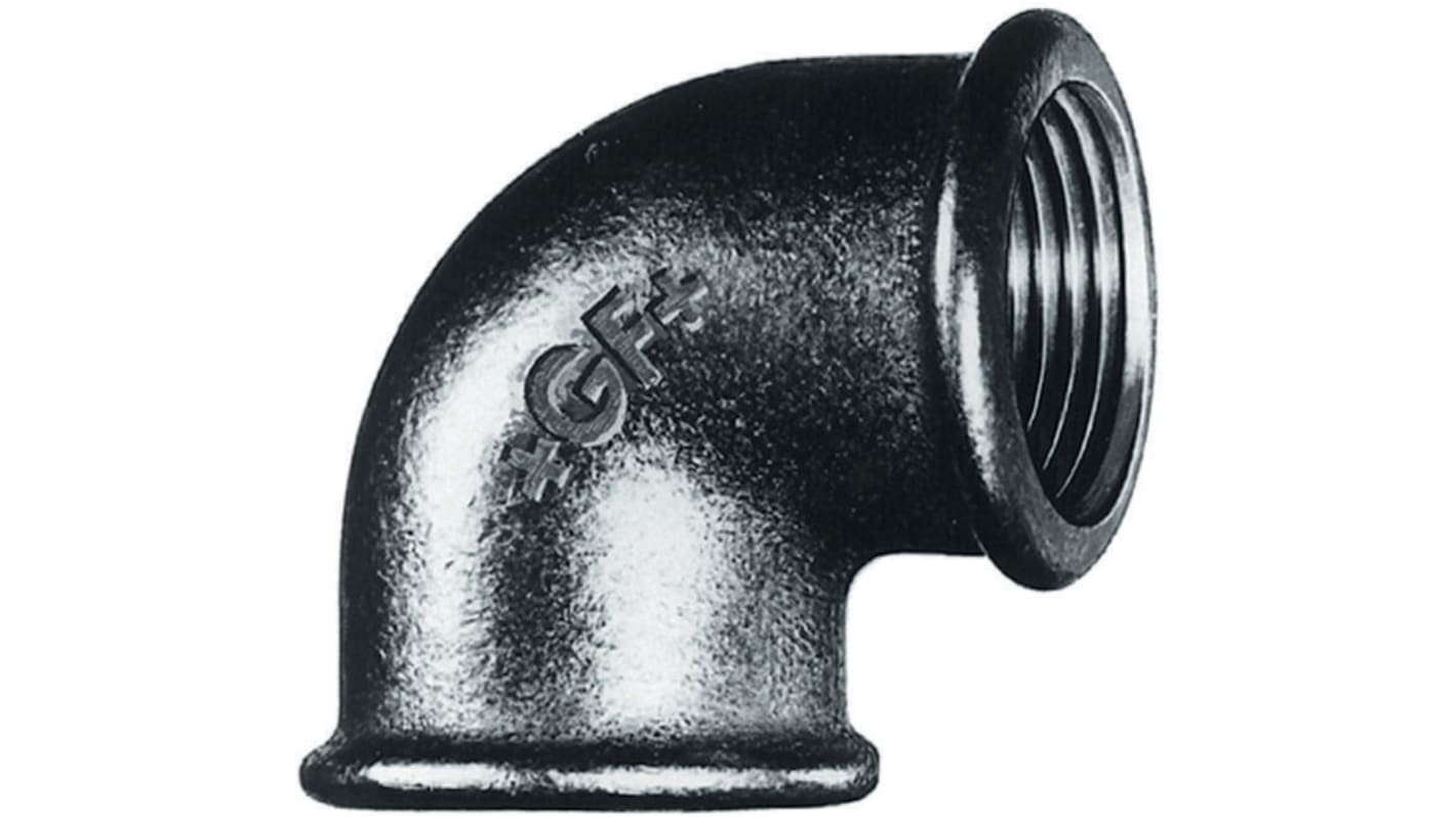 Georg Fischer Black Malleable Iron Fitting, 90° Elbow, Female BSPP 2in to Female BSPP 2in