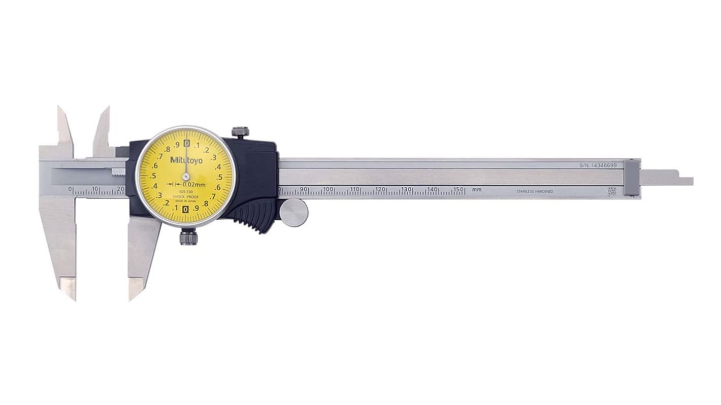 Mitutoyo 150mm Dial Caliper 0.02 mm Resolution, Metric & Imperial