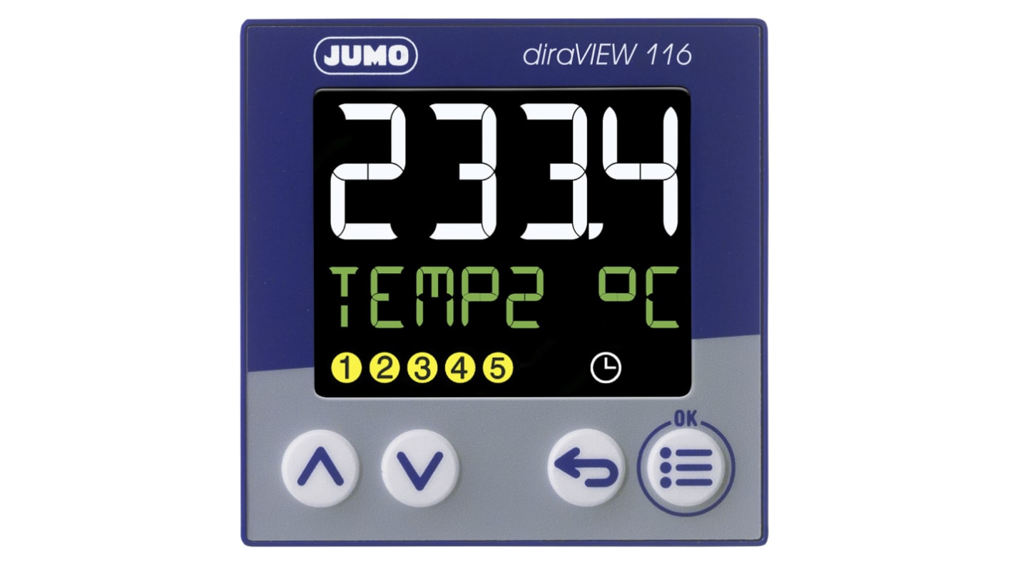 Jumo diraVIEW LCD, Segment Digital Panel Multi-Function Meter for Pressure, Temperature, 48mm x 48mm