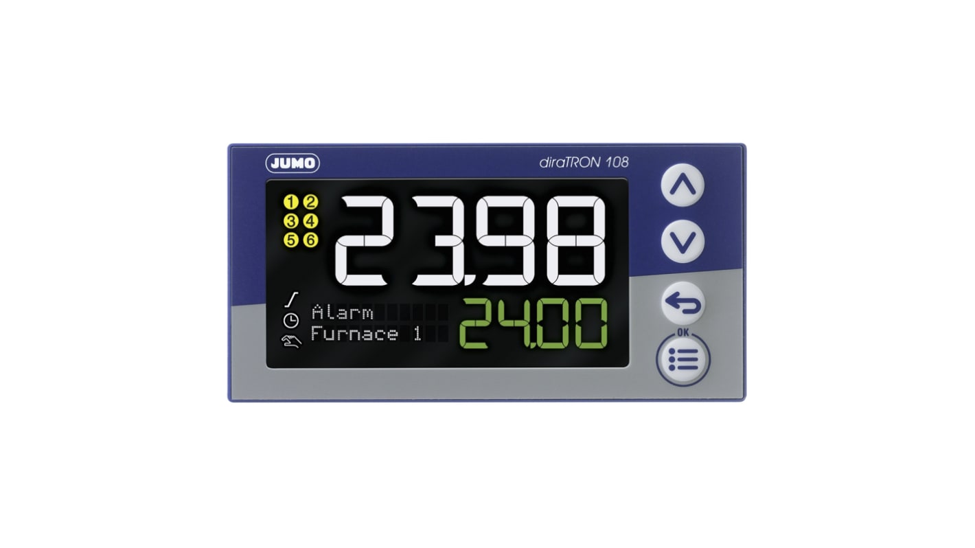 Jumo diraTRON Panel Mount PID Temperature Controller, 96 x 48mm 3 Input, 3 Output 2 Relay, 1 Logic, 20 → 30 V