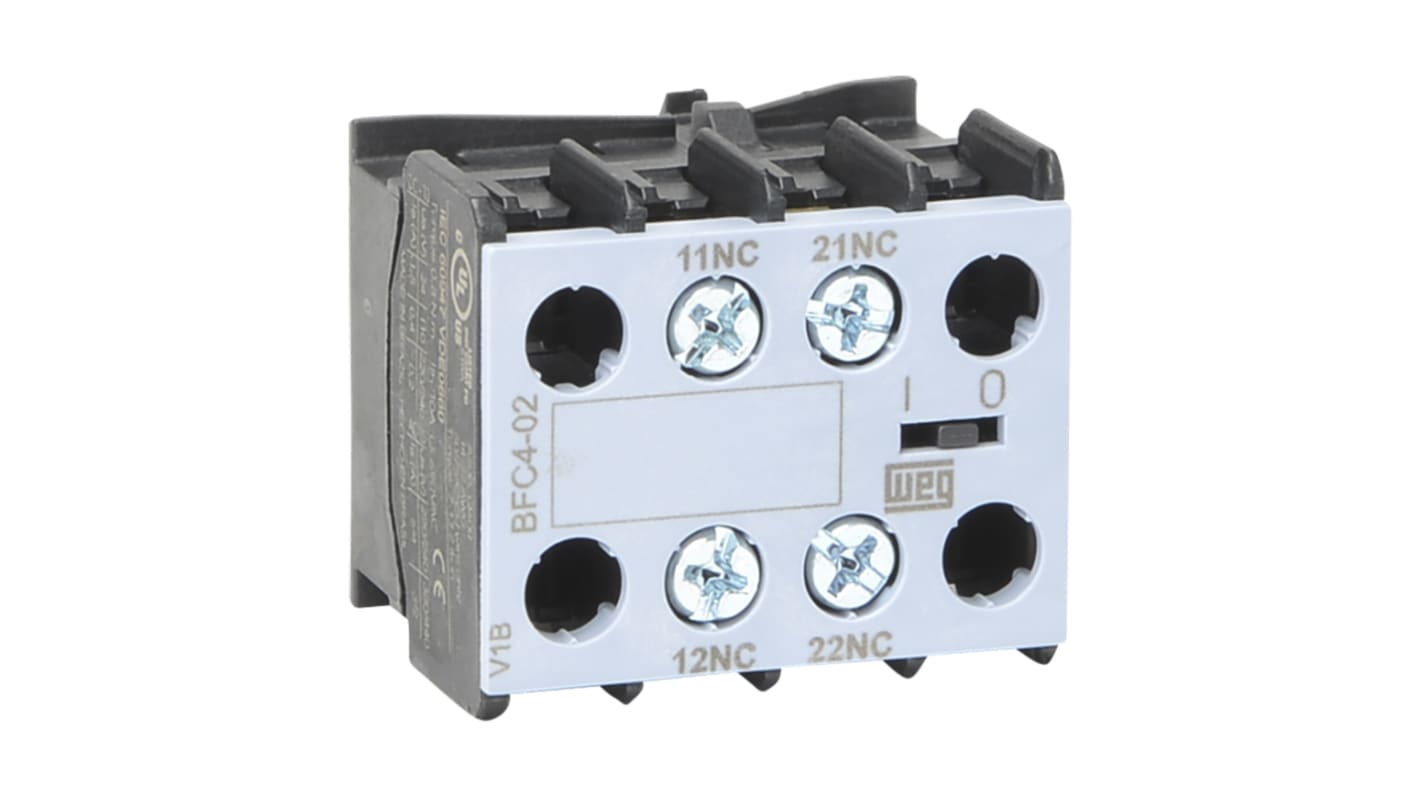 WEG Auxiliary Contact Block - 2NC, 2 Contact, Front Mount, 10 A