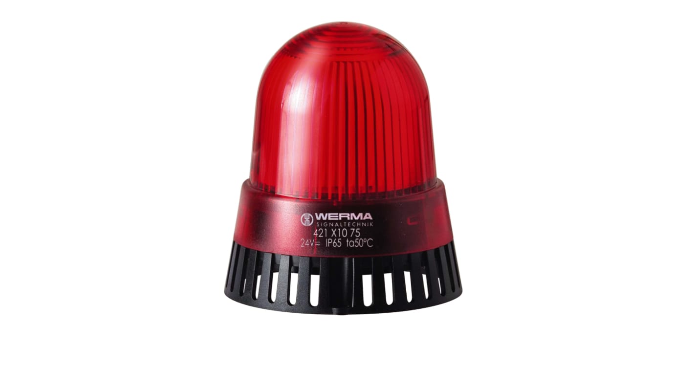 Werma 420 Series Red Buzzer Beacon, 12 V, IP65, Base Mount, 92dB at 1 Metre