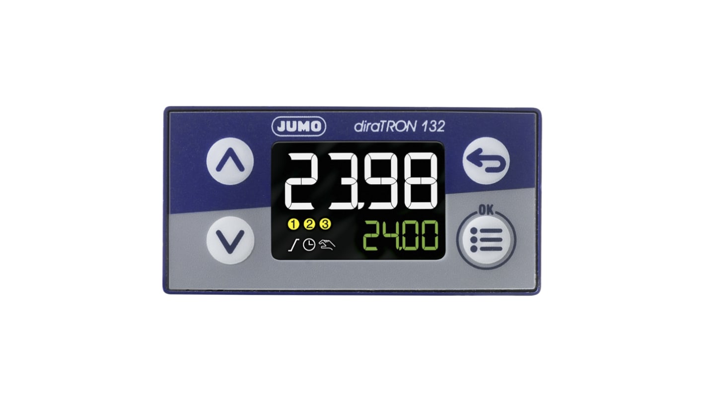 Jumo diraTRON Panel Mount PID Temperature Controller, 48 x 24mm 2 Input, 1 Output 1 Relay, 1 Logic, 110 → 240 V
