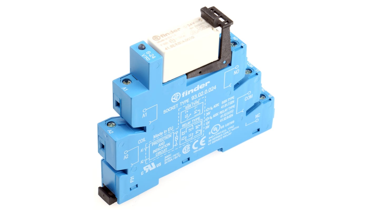 Finder  DIN Rail Mount Interface Relay, 24V ac/dc Coil, DPDT