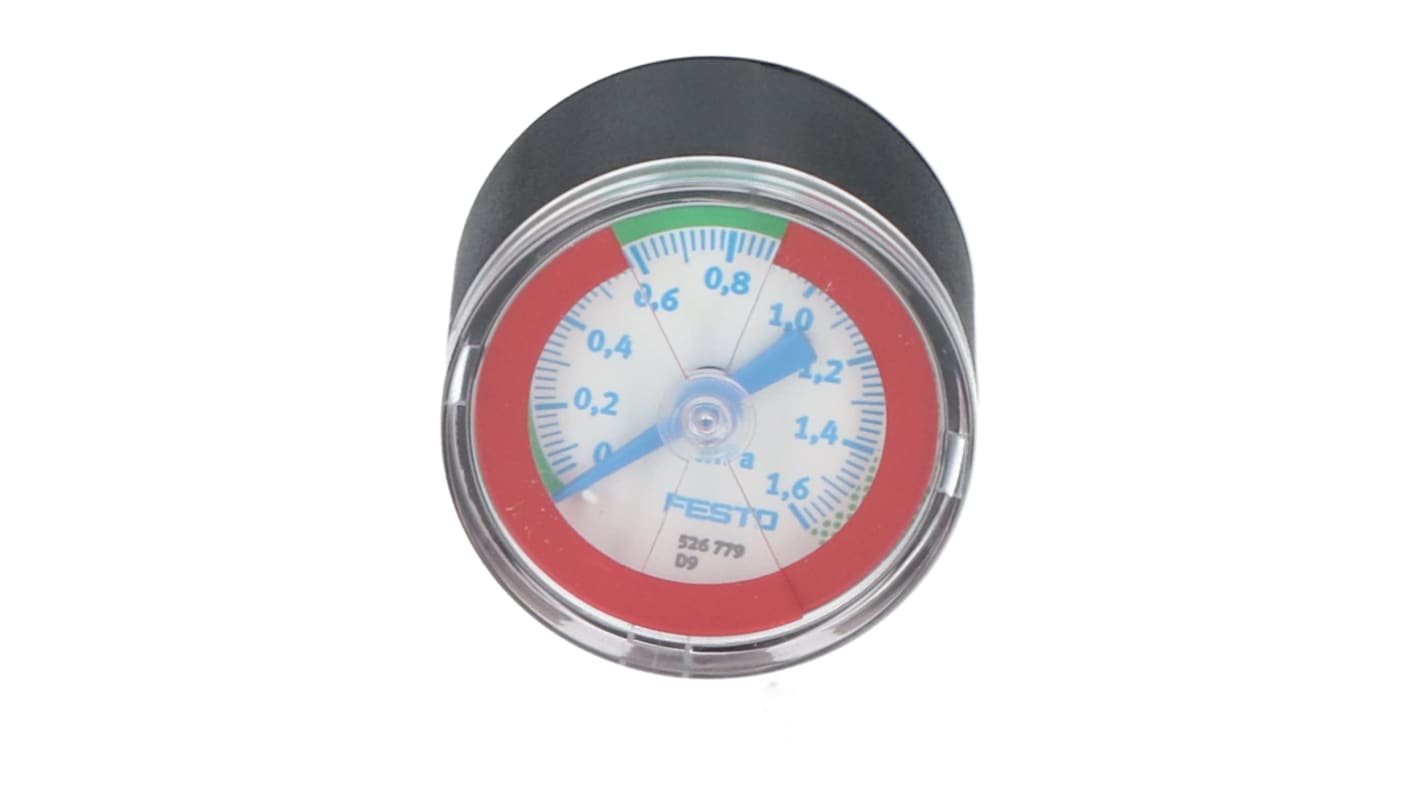 Festo Dial Pressure Gauge 16bar, MA-40-1,6-R1/8-MPA-E-RG, 0bar min., 526779