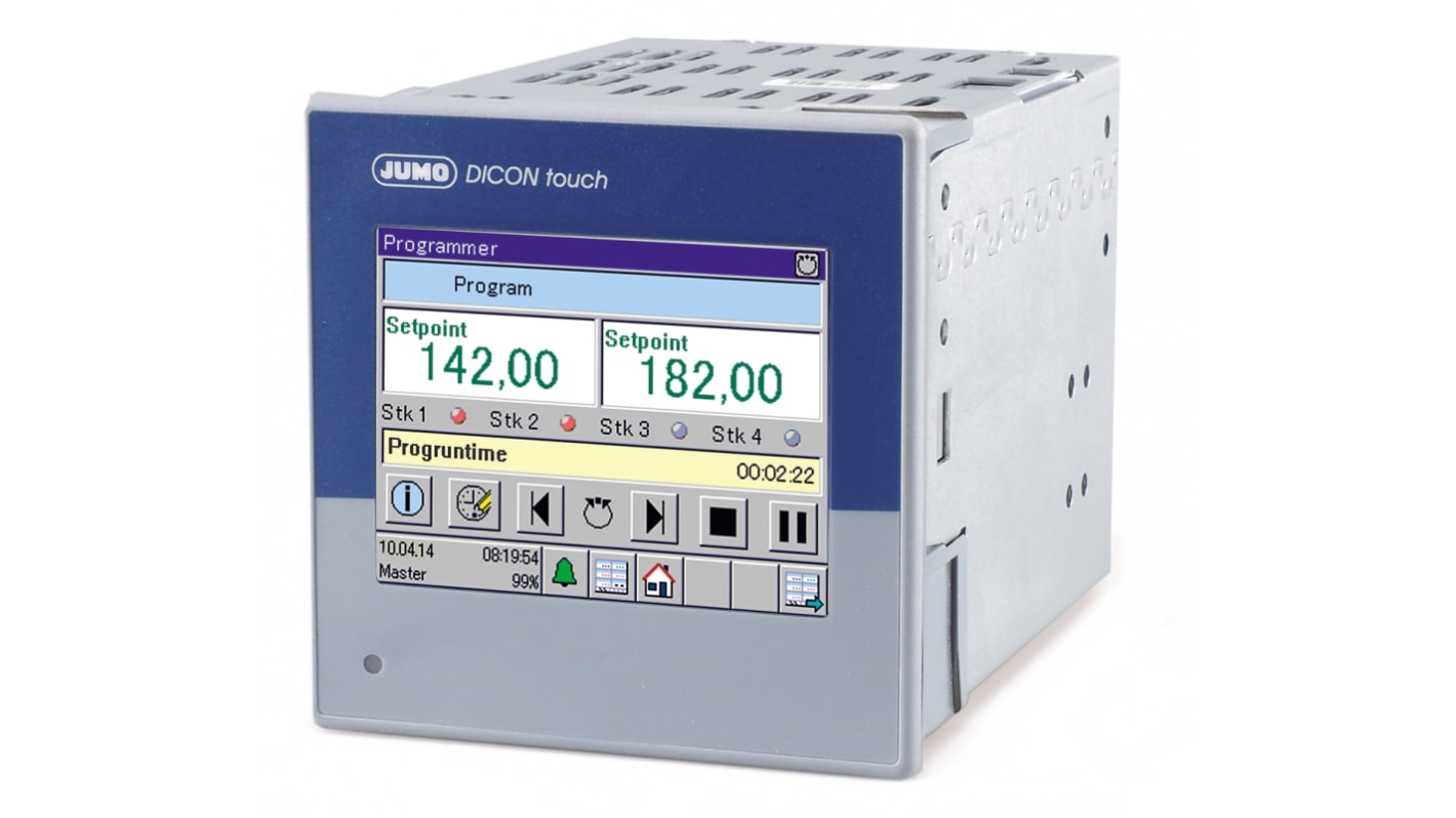 Jumo DICON Touch PID Temperature Controller, 96 x 96mm, 2 Output Relay, 20 → 30 V ac/dc Supply Voltage
