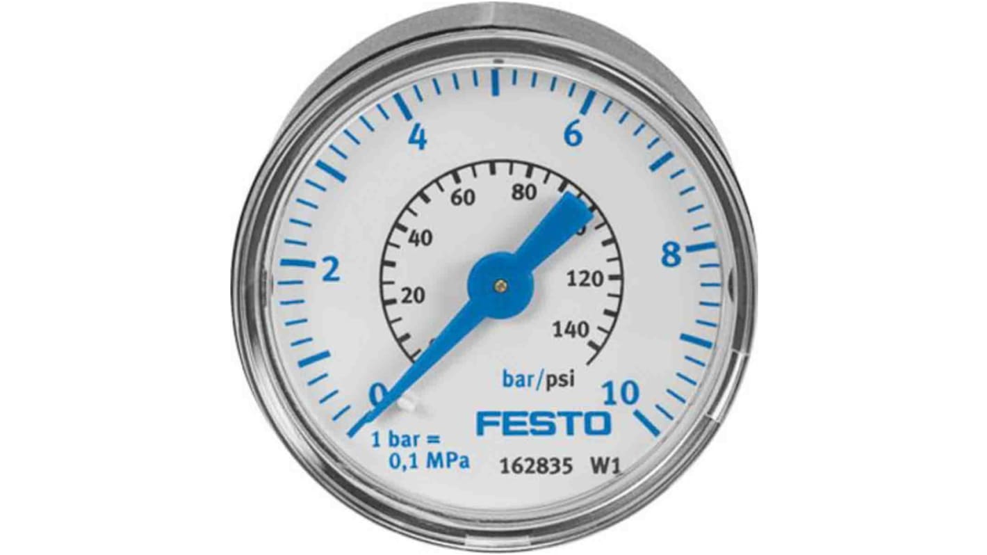 Festo G 1/4 Dial Pressure Gauge 10bar, MA-40-10-G1/4-EN, 0bar min., 183900