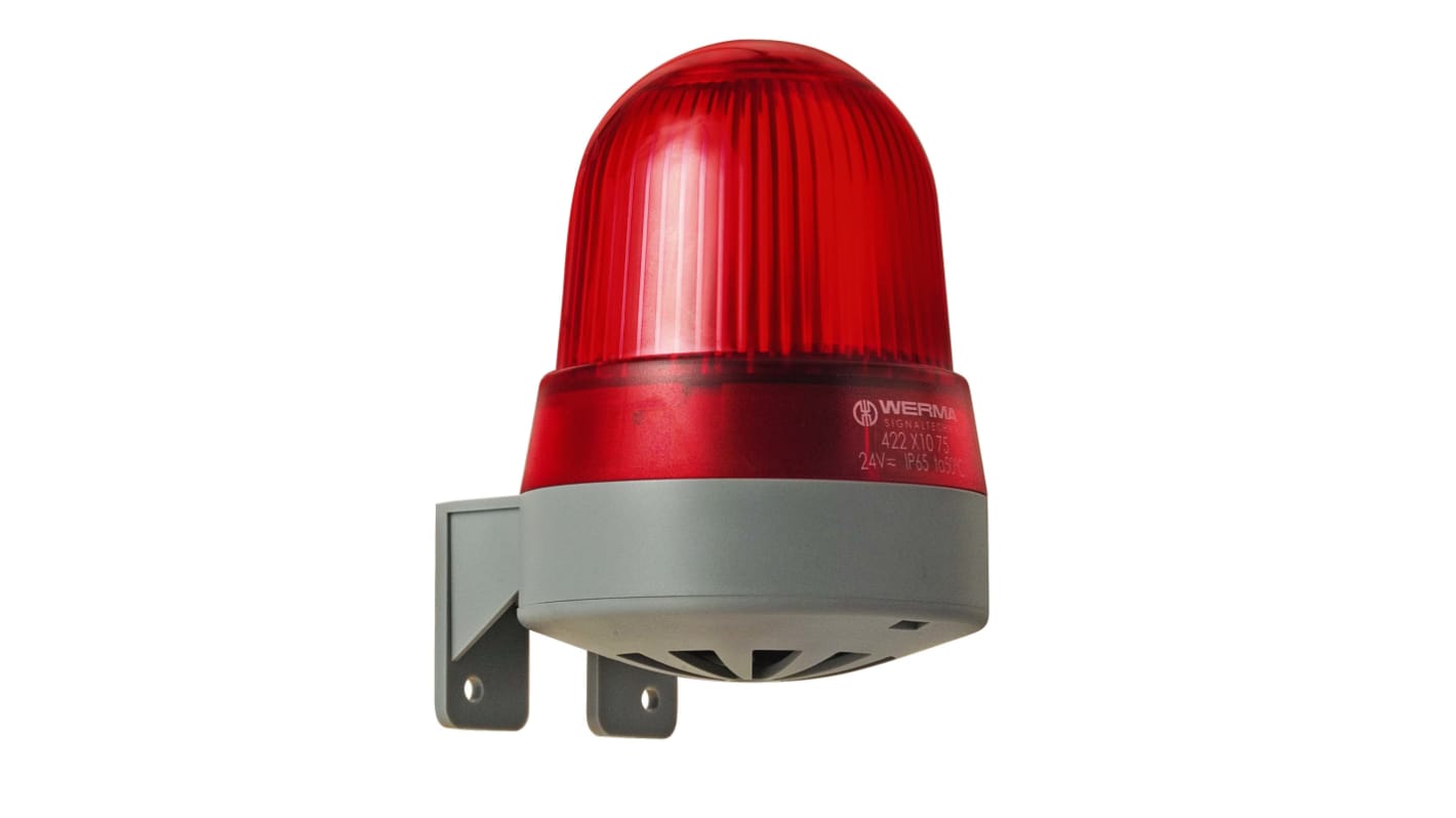 Werma 422 Series Red Sounder Beacon, 24 V, IP65, Wall Mount, 114dB at 1 Metre