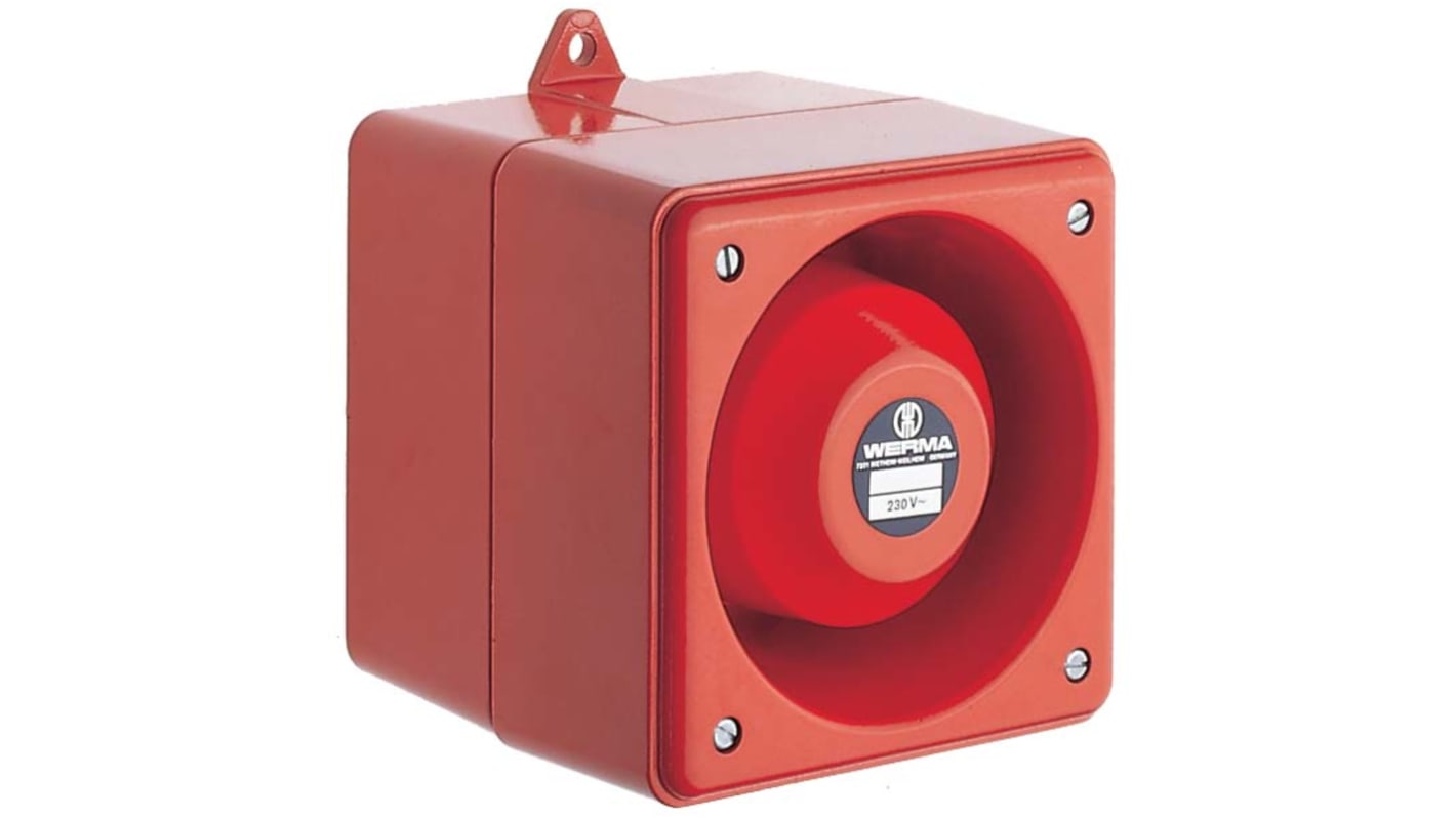 Werma 129 Series Red 31-Tone Electronic Sounder, 230 V, 105dB at 1 Metre, IP65