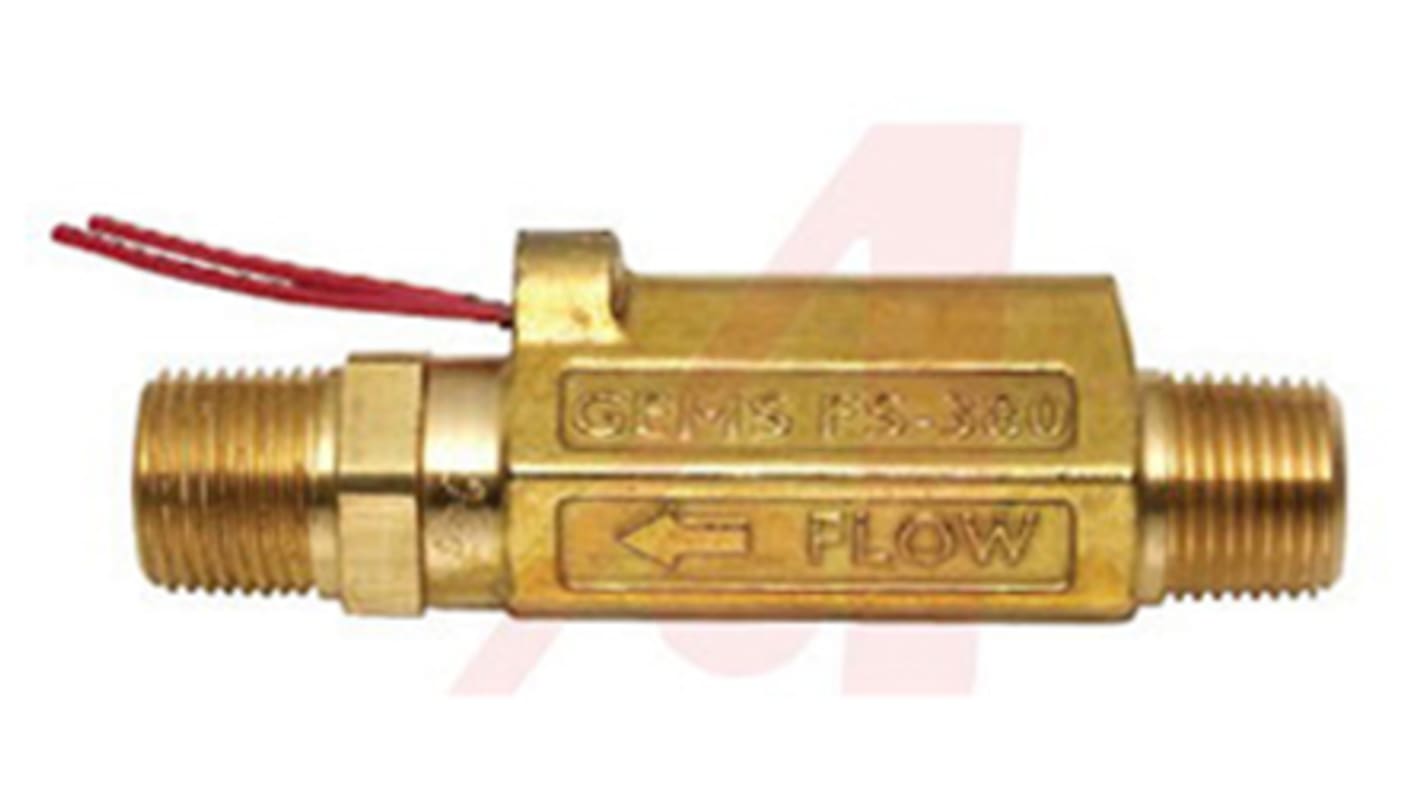 Gems Sensors FS-380 Series Piston Flow Switch for Liquid, 0.25 gal/min Max