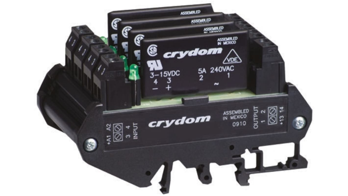 Sensata / Crydom DIN Rail Solid State Interface Relay, 5 A rms Max Load, 280 V ac Max Load, 15 V dc Max Control