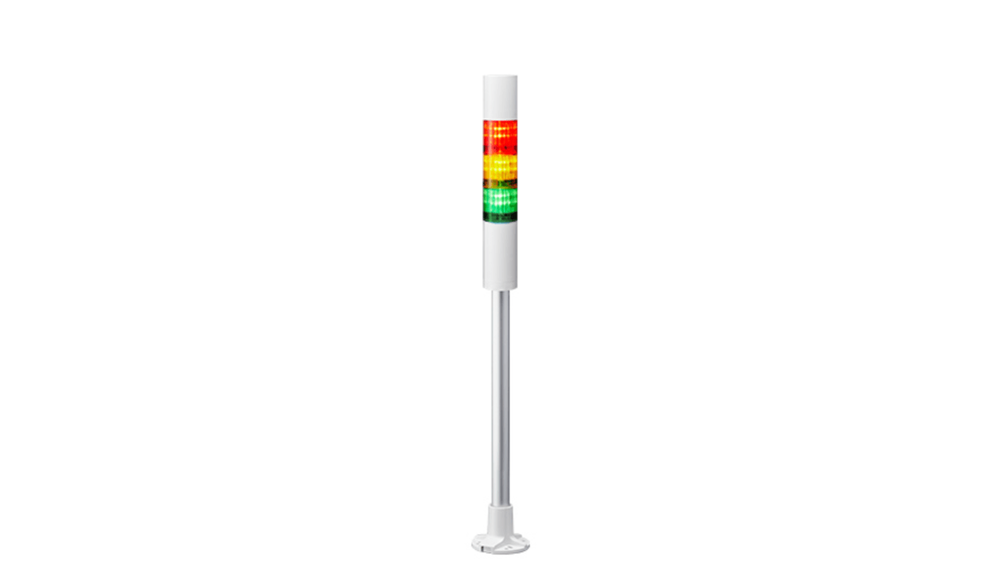 Patlite LR4 Series Coloured Buzzer Signal Tower, 3 Lights, 24 V dc, Pole Mount