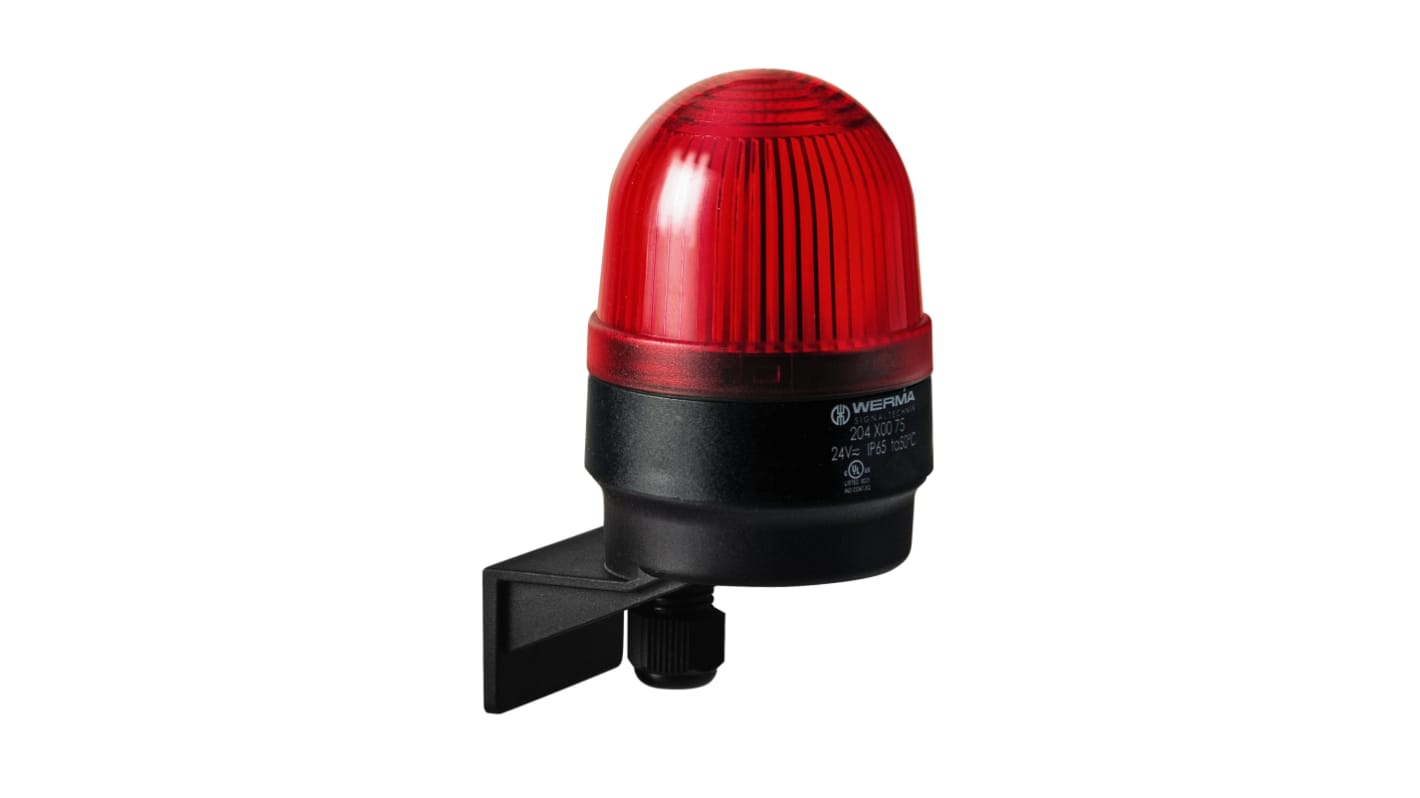 Werma 204 Series Red Continuous lighting Beacon, 24 V, Wall Mount, LED Bulb