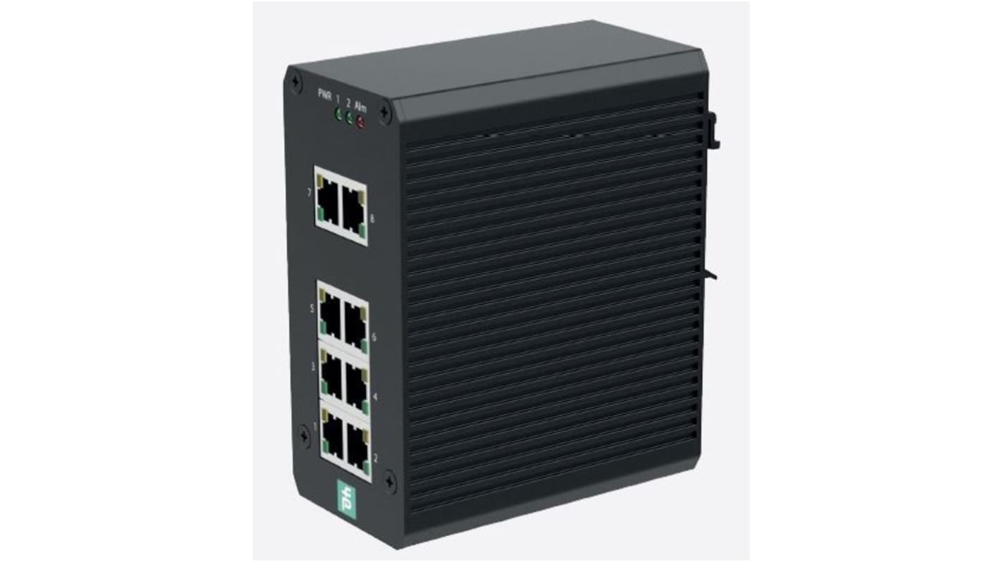 Pepperl + Fuchs DIN Rail Mount Unmanaged Ethernet Switch, 8 RJ45 Ports, 10/100Mbit/s Transmission, 24V dc