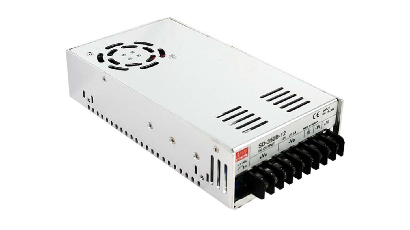 Mean Well DC-DC Converter, 12V dc/ 29.2A Output, 72 → 144 V dc Input, 350W, Chassis Mount, +60°C Max Temp -20°C