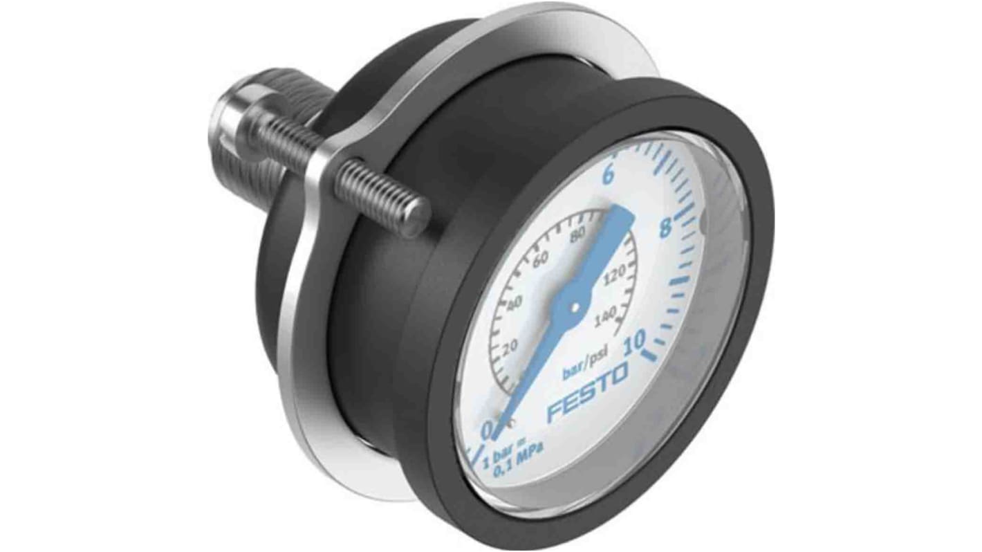 Festo Dial Pressure Gauge 16bar, FMA-50-16-1/4-EN, 0bar min., 159600