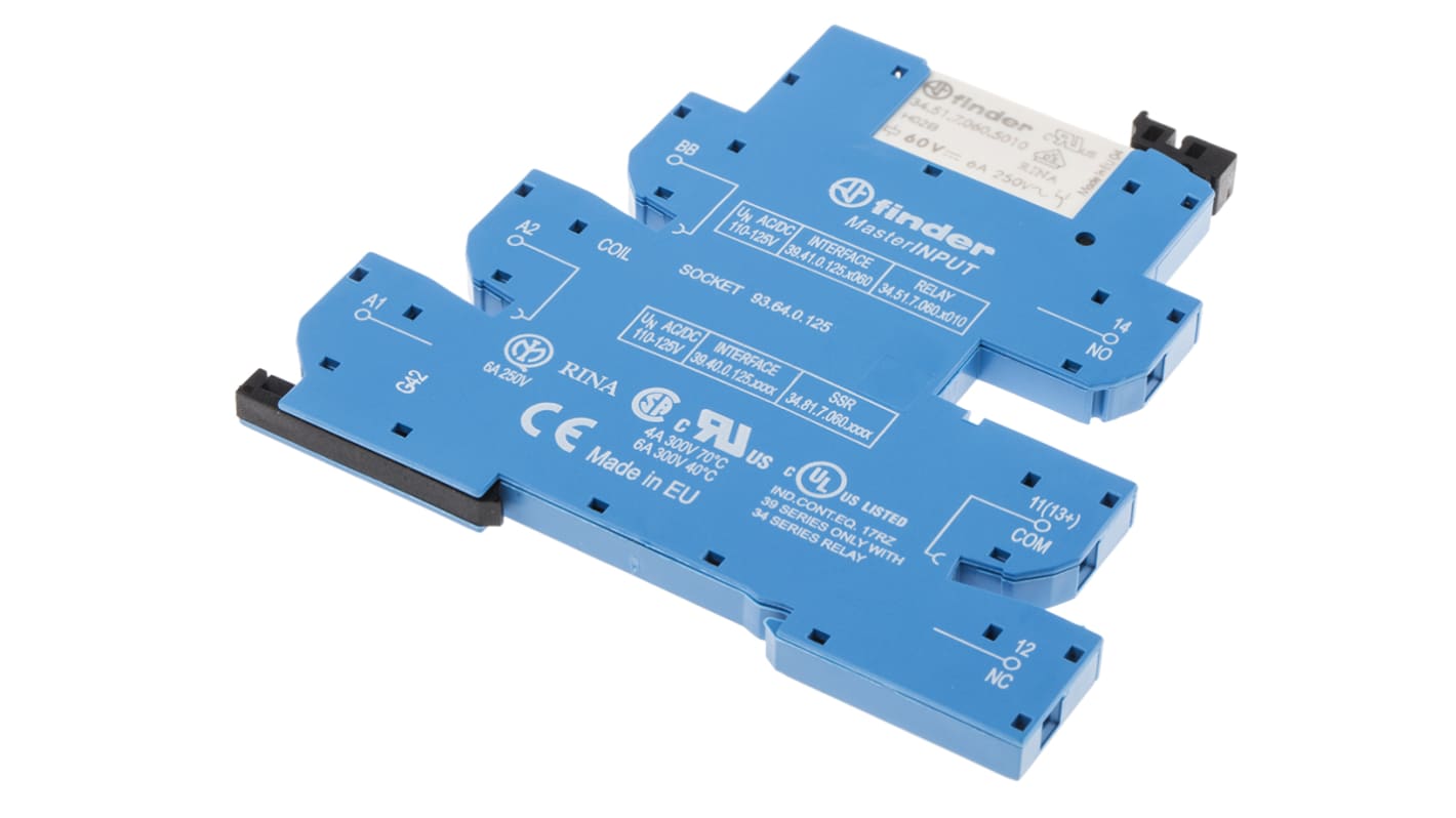 Finder  DIN Rail Mount Interface Relay, 125V ac Coil, SPDT