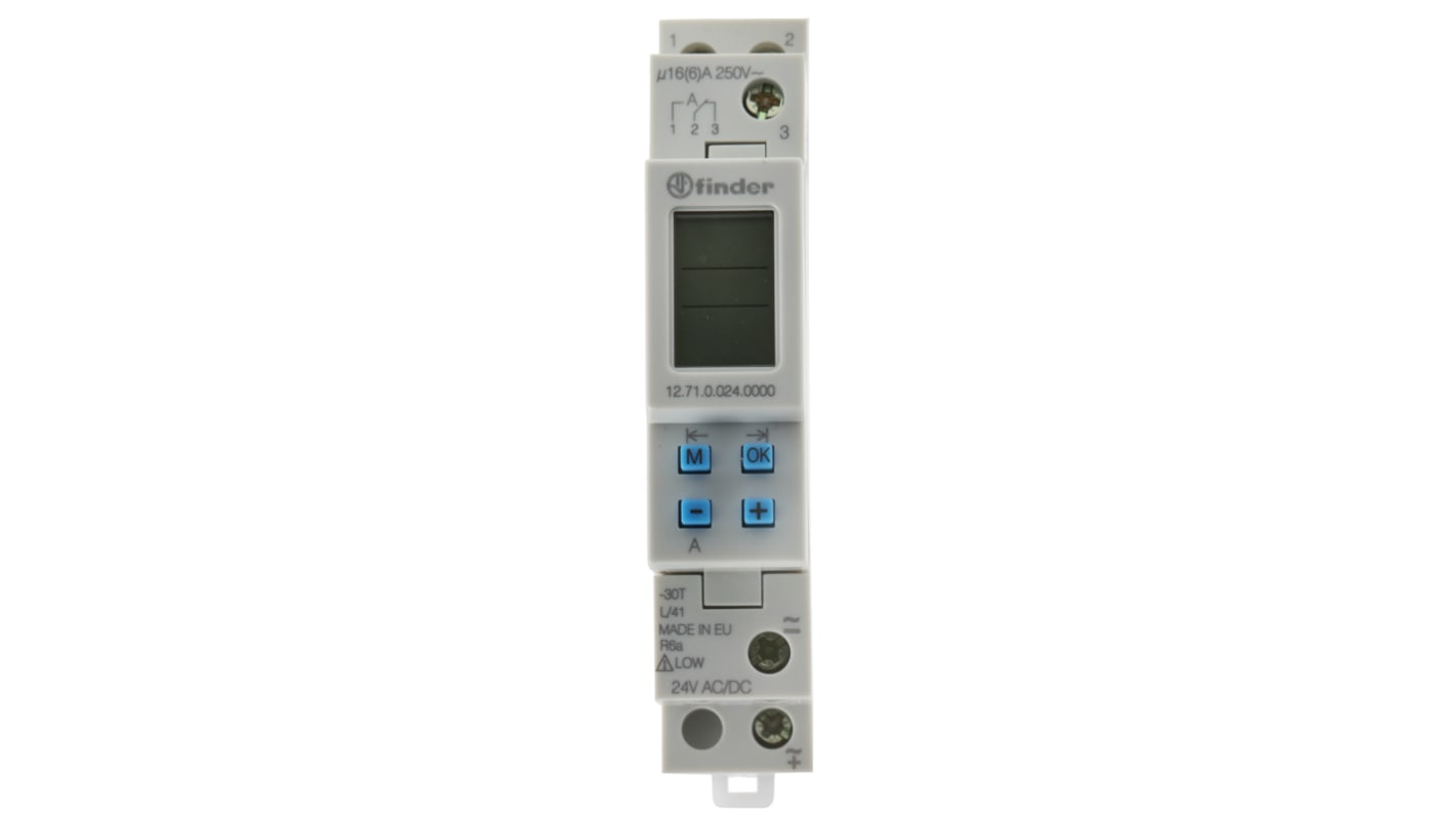 Finder Digital DIN Rail Time Switch 24 V ac/dc, 1-Channel