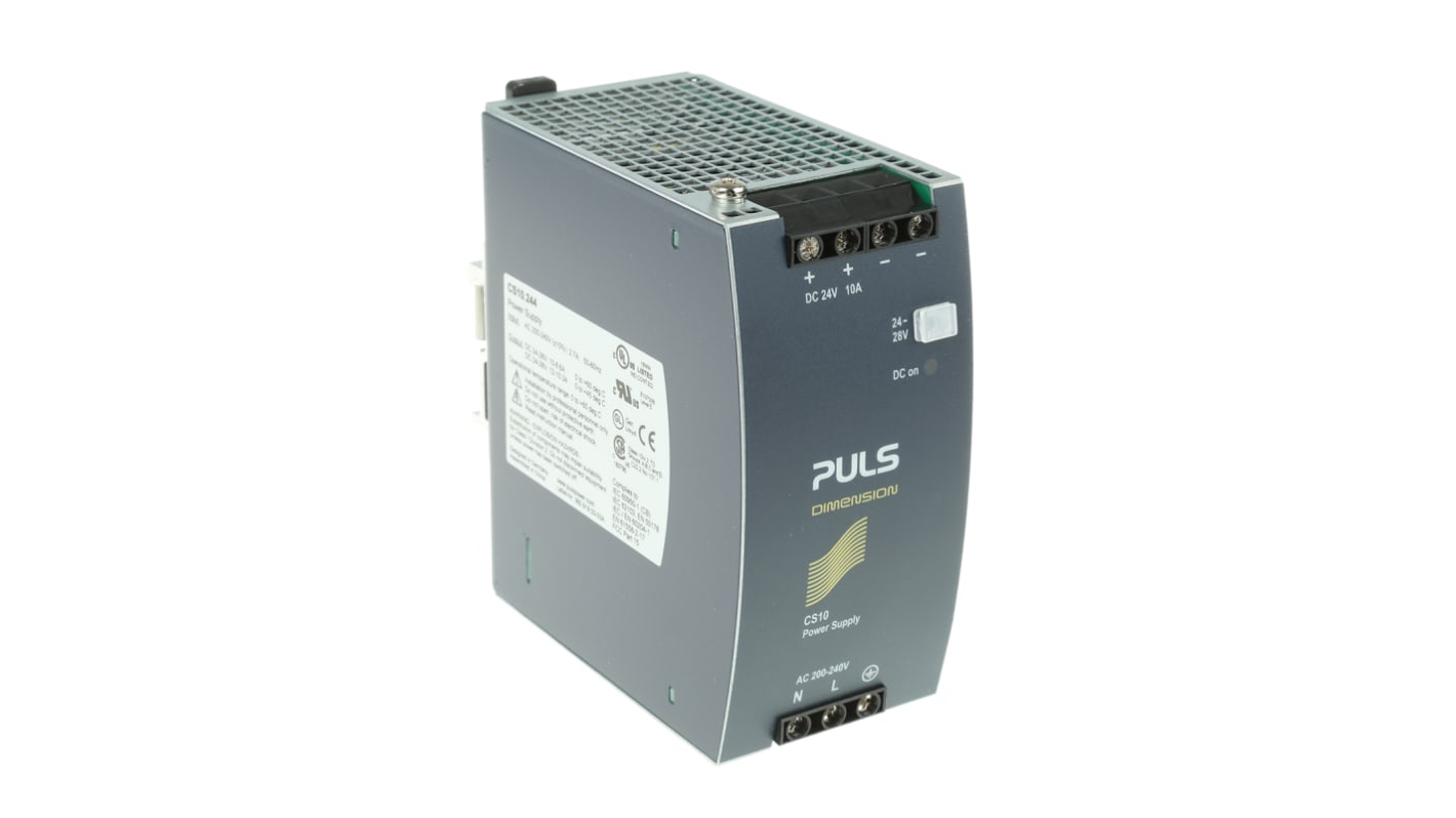PULS DIMENSION C-Line DIN Rail Power Supply, 200 → 240V ac ac Input, 24V dc dc Output, 10A Output, 240W