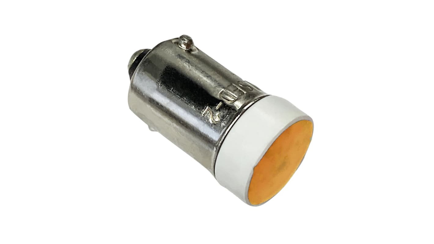 LED Indicator Lamp, BA9, Amber, Multichip, 10.6mm dia., 12V