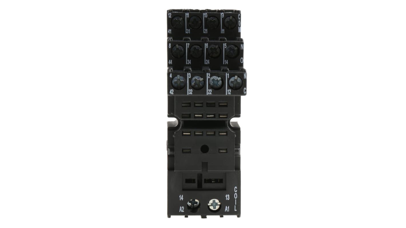 Finder 94 Relay Socket for use with 55.34, 85.04, 55.32 Series Relay 14 Pin, DIN Rail, 250V ac