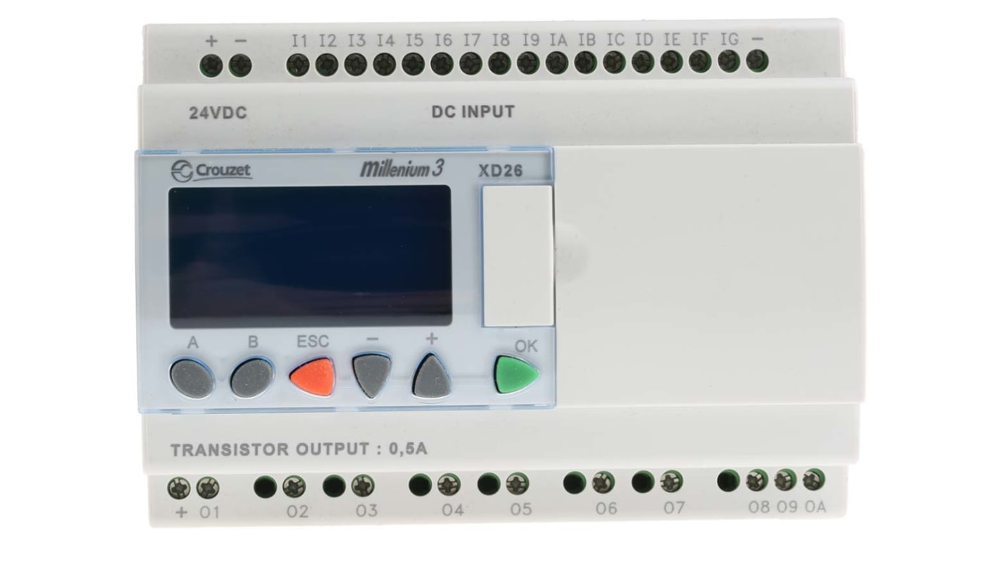 Crouzet, Millenium 3, Logic Module - 16 Inputs, 10 Outputs, Solid State, Front Panel Interface