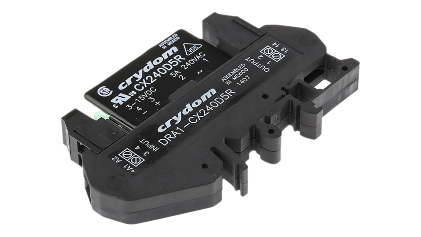 Sensata / Crydom DIN Rail Solid State Interface Relay, 5 A rms Max Load, 280 V ac Max Load, 15 V dc Max Control