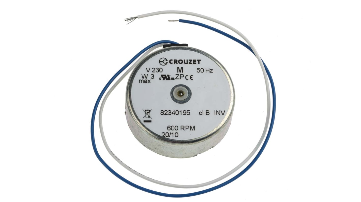 Crouzet 820000 Anti Clockwise Synchronous AC Motor, 0.16 W, 1 Phase, 10 Pole, 230 V