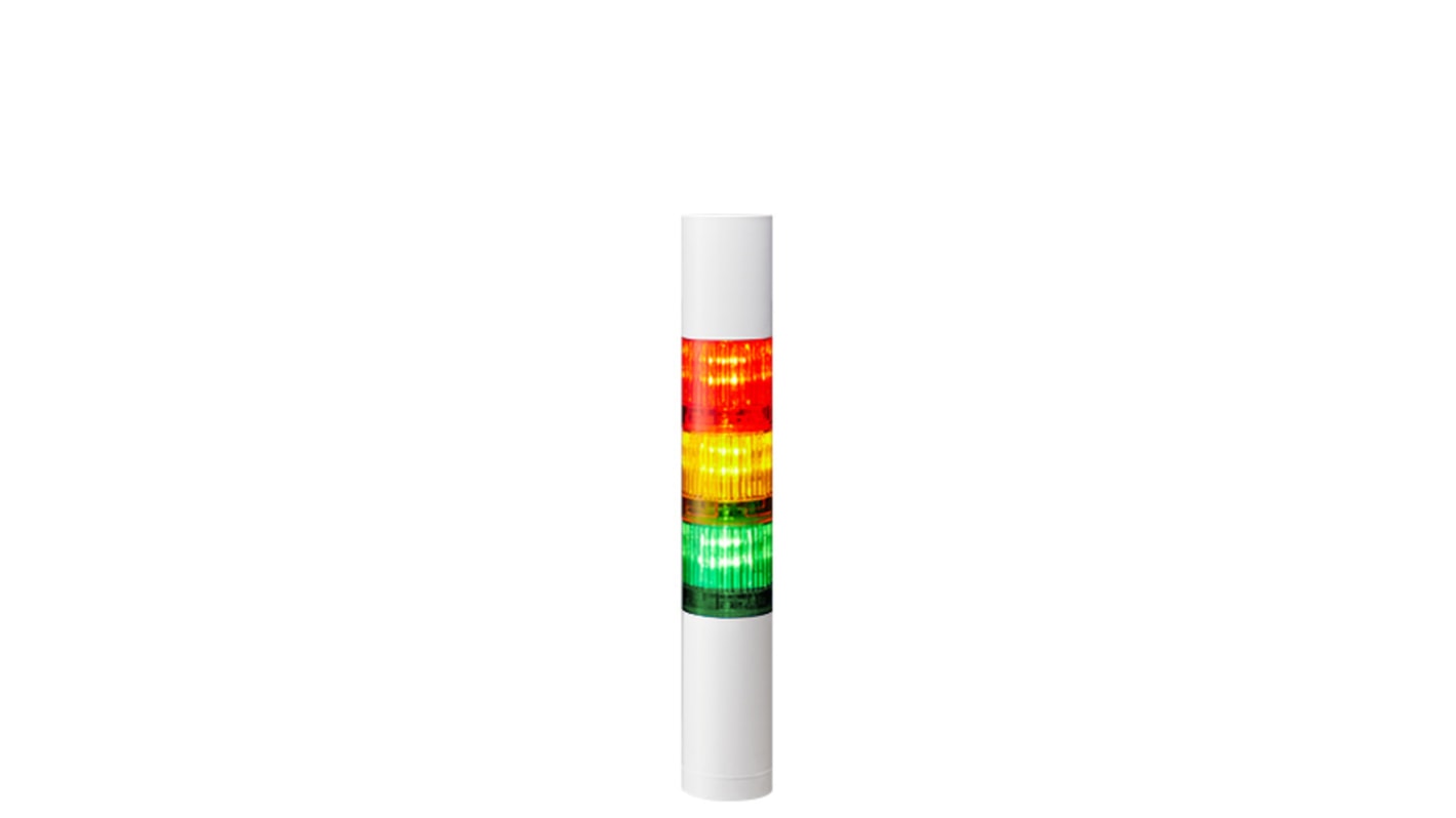 Patlite LR4 Series Coloured Buzzer Signal Tower, 3 Lights, 24 V dc, Direct Mount