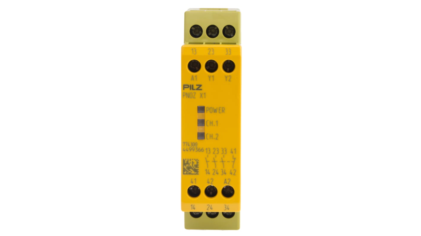Pilz PNOZ X1 Series Single-Channel Safety Switch/Interlock Safety Relay, 24V ac/dc, 3 Safety Contact(s)