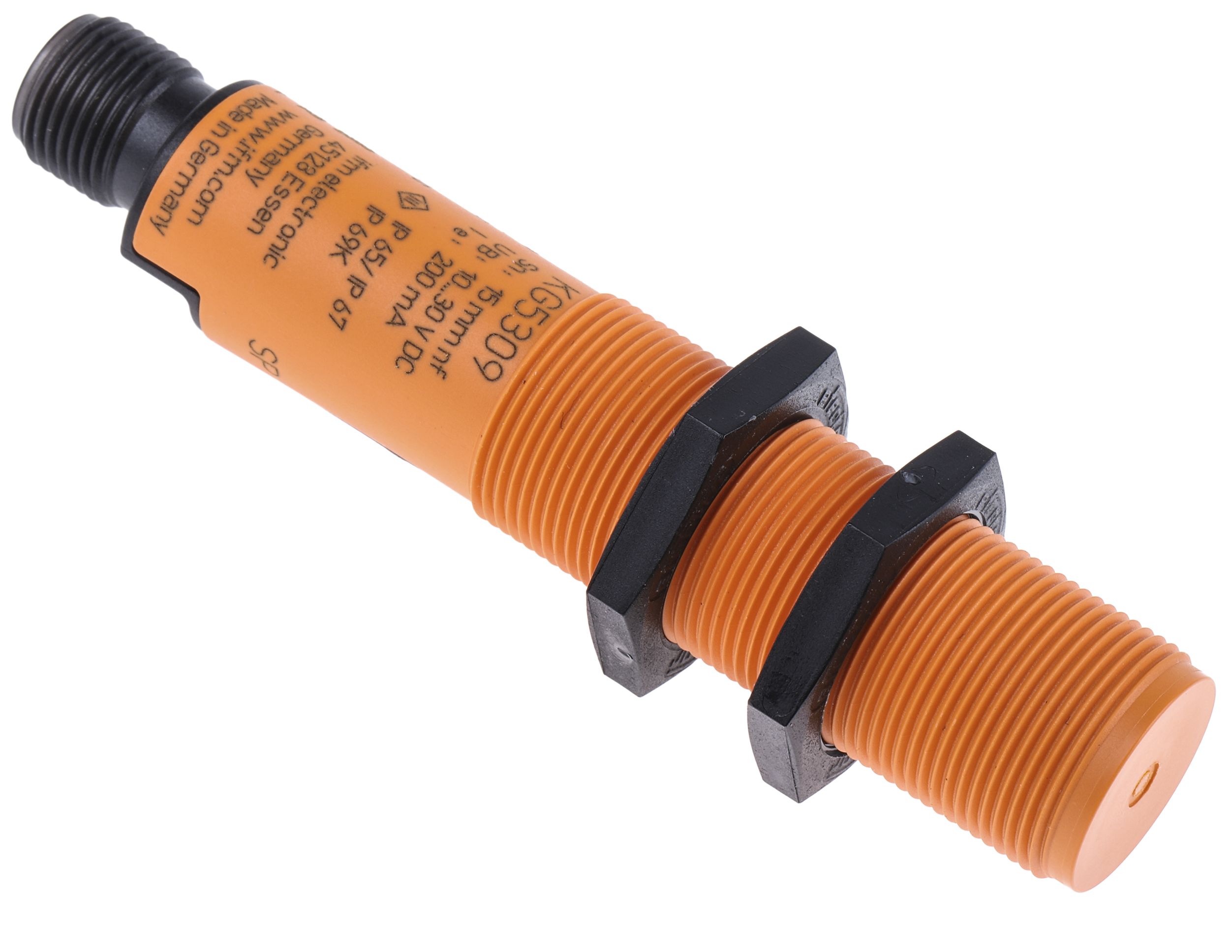 ifm electronic Capacitive Barrel-Style Proximity Sensor, M18 x 1, 30 mm Detection, PNP Output, 10 → 30 V dc,