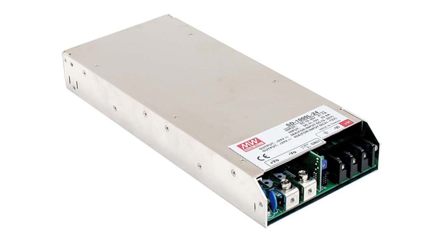 Mean Well DC-DC Converter, 48V dc/ 21A Output, 19 → 72 V dc Input, 1000W, Rack Mount, +60°C Max Temp -20°C Min