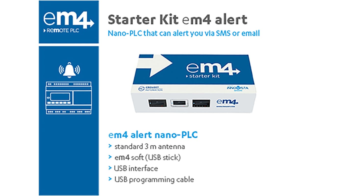 Crouzet, em4, PLC CPU - 12 (Digital/Analogue), 4 (Digital) Inputs, 2 (PWM), 8 (Relay) Outputs, PWM, Relay