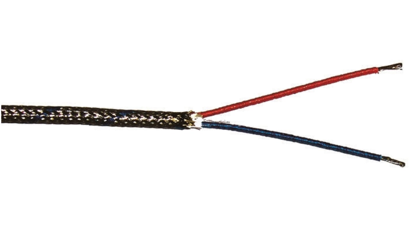 Jumo Type J Thermocouple & Extension Wire, 25m, Unscreened, Fibreglass Insulation, +350°C Max