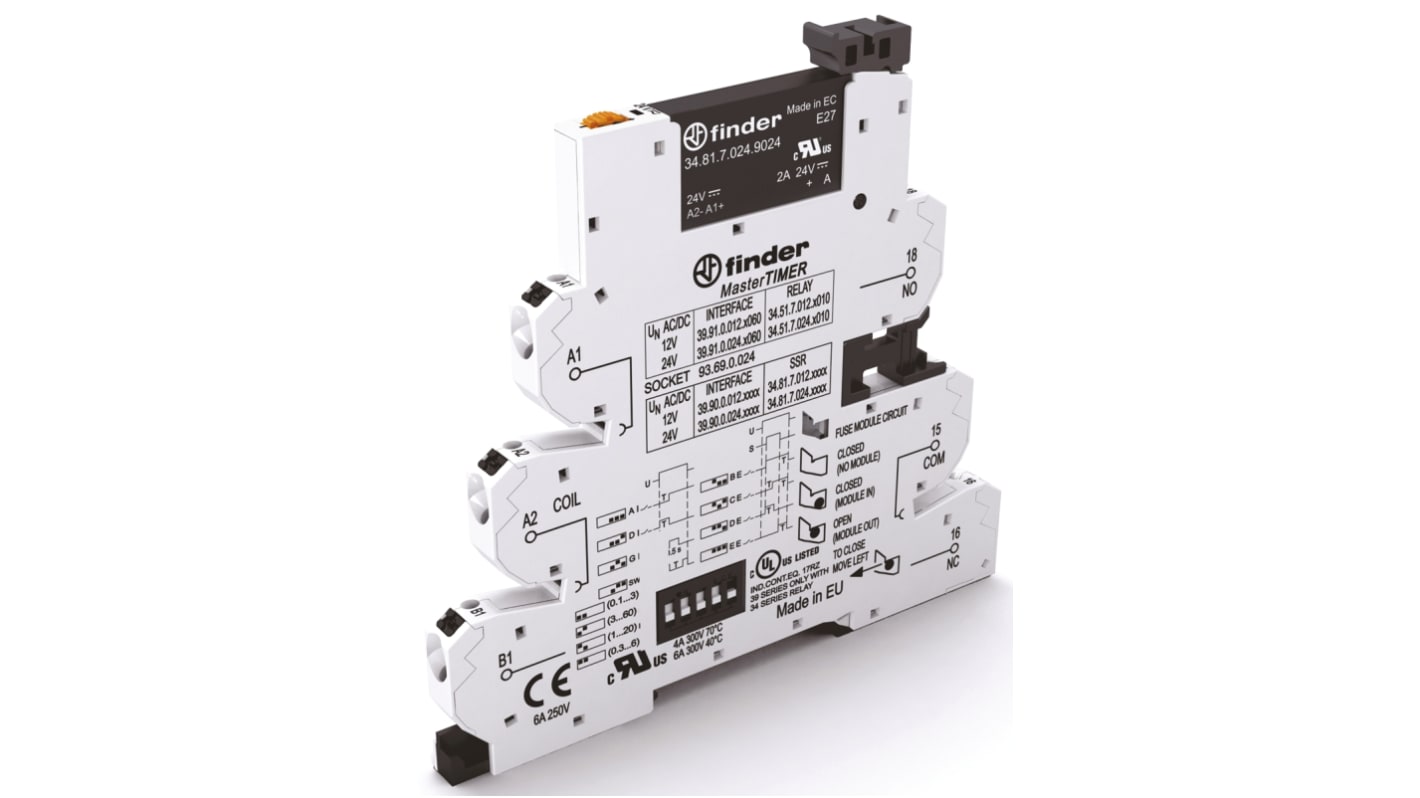 Finder DIN Rail Solid State Interface Relay, 2 A Max Load, 24 V dc Max Load, 13.2 V Max Control