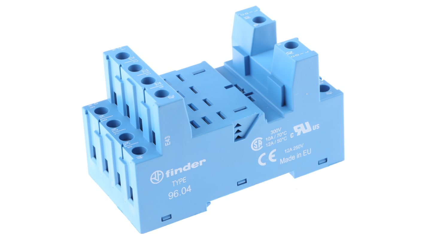 Finder 96 Relay Socket for use with 56.34 14 Pin, DIN Rail, 250V ac