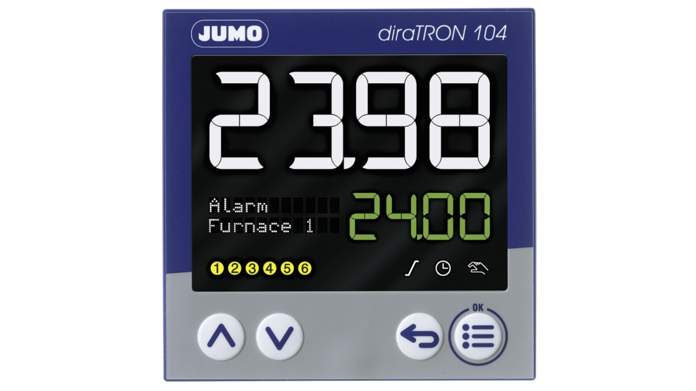 Jumo diraTRON Panel Mount PID Temperature Controller, 96 x 96mm 3 Input, 3 Output 2 Relay, 1 Logic, 110 → 240 V