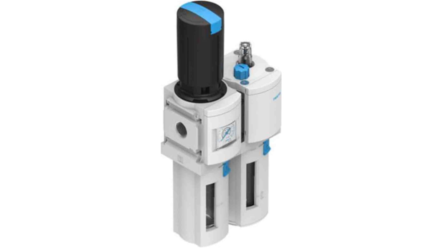 Festo G 1/2 FRL, Manual Drain, 40μm Filtration Size - With Pressure Gauge