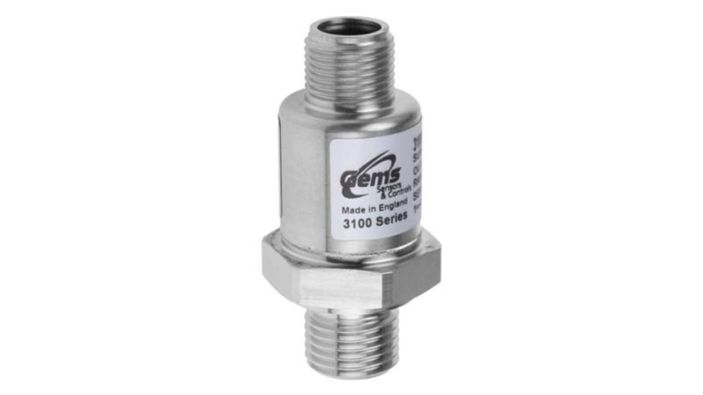 Gems Sensors 3100 Series Pressure Sensor, 0bar Min, 100bar Max, Analogue Output, Relative Reading