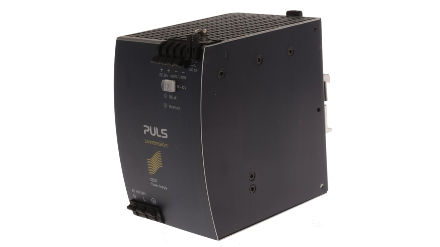 PULS DIMENSION Q Switch Mode DIN Rail Power Supply, 100 → 240V ac ac, dc Input, 36V dc dc Output, 13.3A Output,