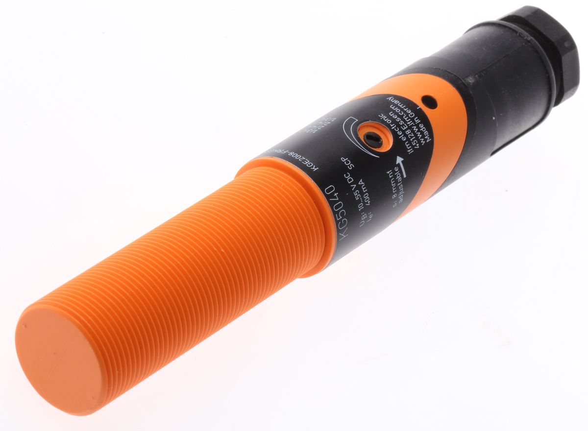 ifm electronic Capacitive Barrel-Style Proximity Sensor, M18 x 1, 8 mm Detection, PNP & NPN Output, 10 → 55 V